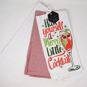 Max Studio Have Yourself A Merry Little Cocktail Kitchen Towels Set of 3 Holiday